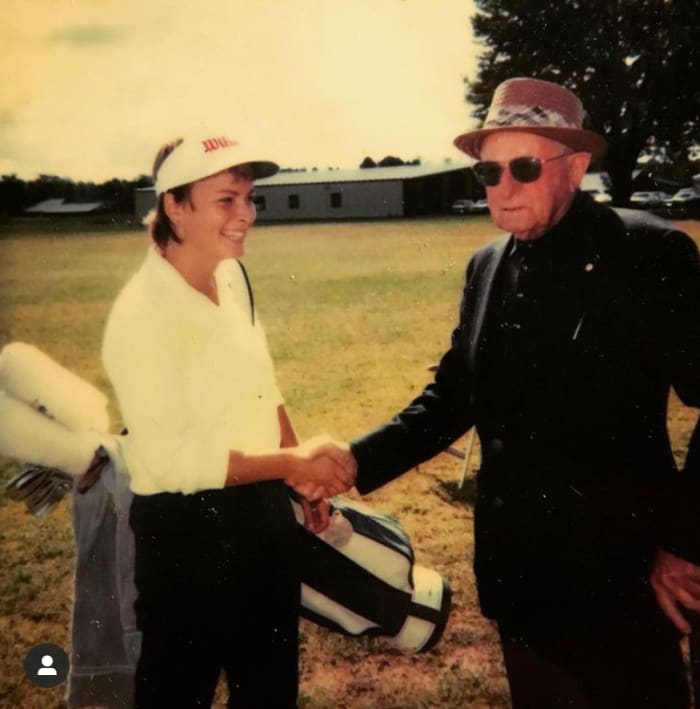 Dottie Pepper and George Pulver share a moment prior to Pepper's second year at Furman University in 1984.